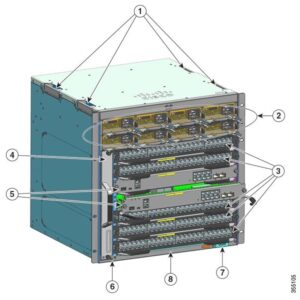 Cisco C9407R – 7 slot modular switch chassis, 5 line card slots, dual supervisor capable, 10RU