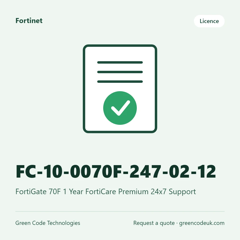 Fortinet FC-10-0070F-247-02-12 – FortiGate 70F 1 Year FortiCare Premium 24x7 Support