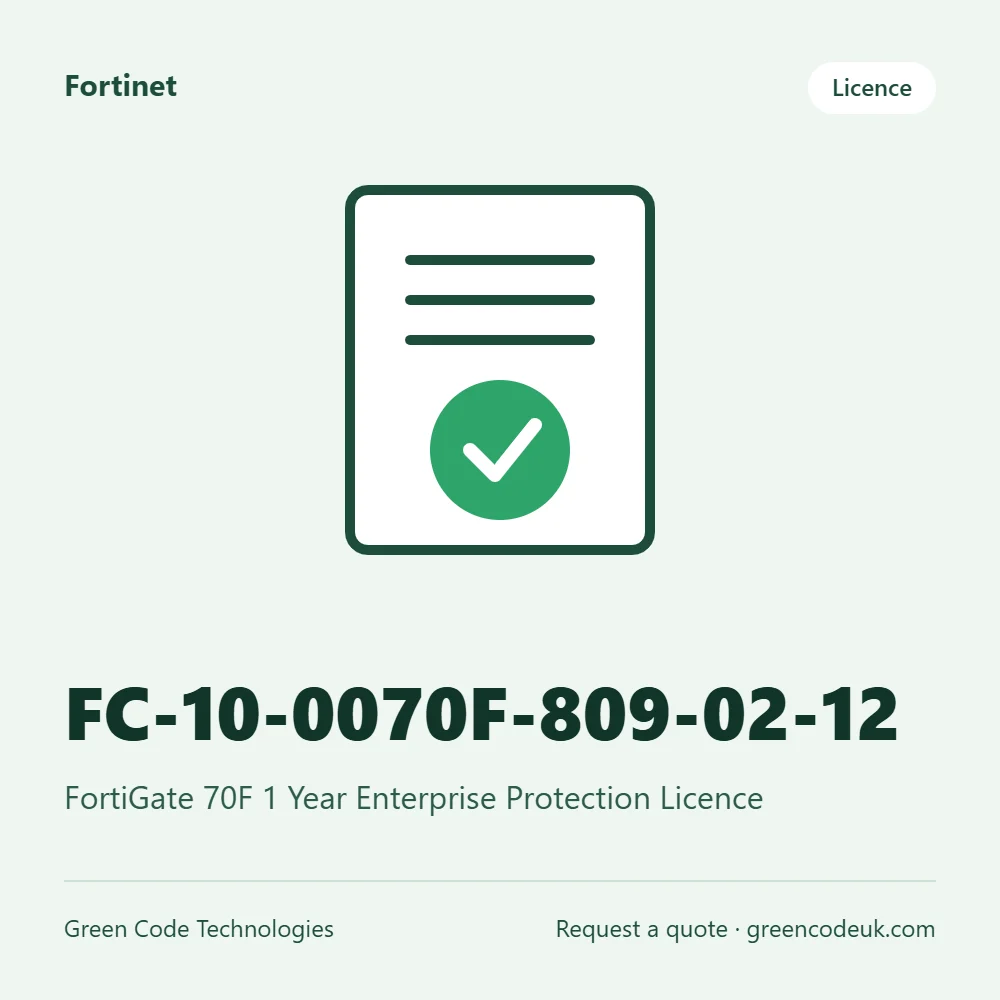 Fortinet FC-10-0070F-809-02-12 – FortiGate 70F 1 Year Enterprise Protection Licence