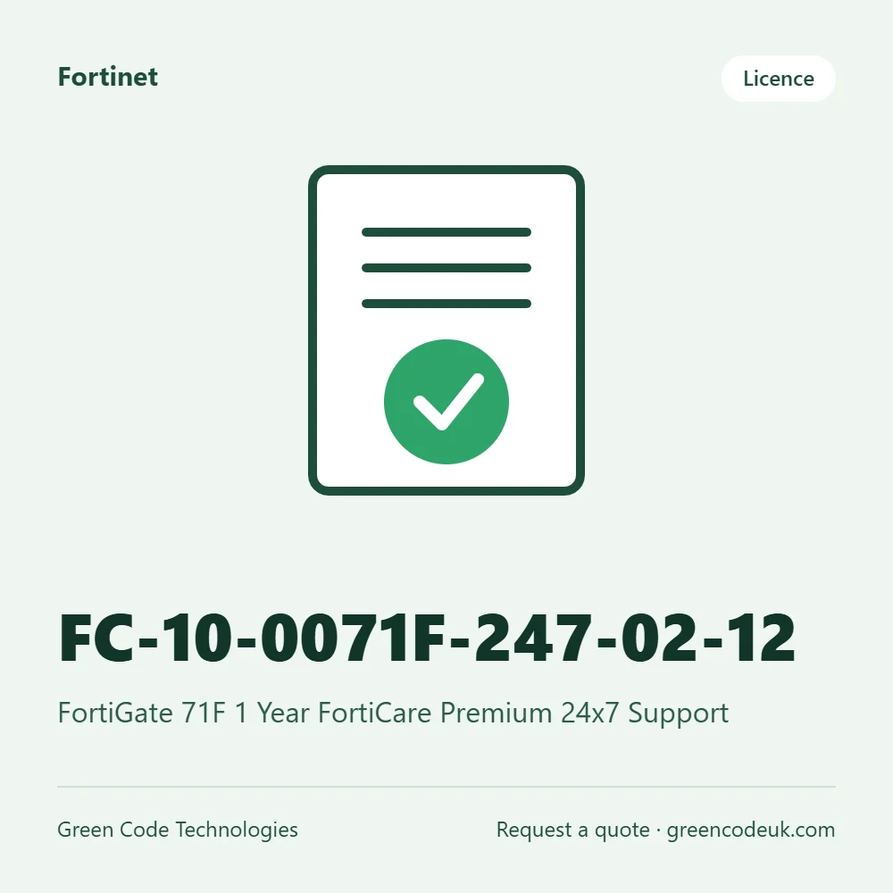 Fortinet FC-10-0071F-247-02-12 – FortiGate 71F 1 Year FortiCare Premium 24x7 Support
