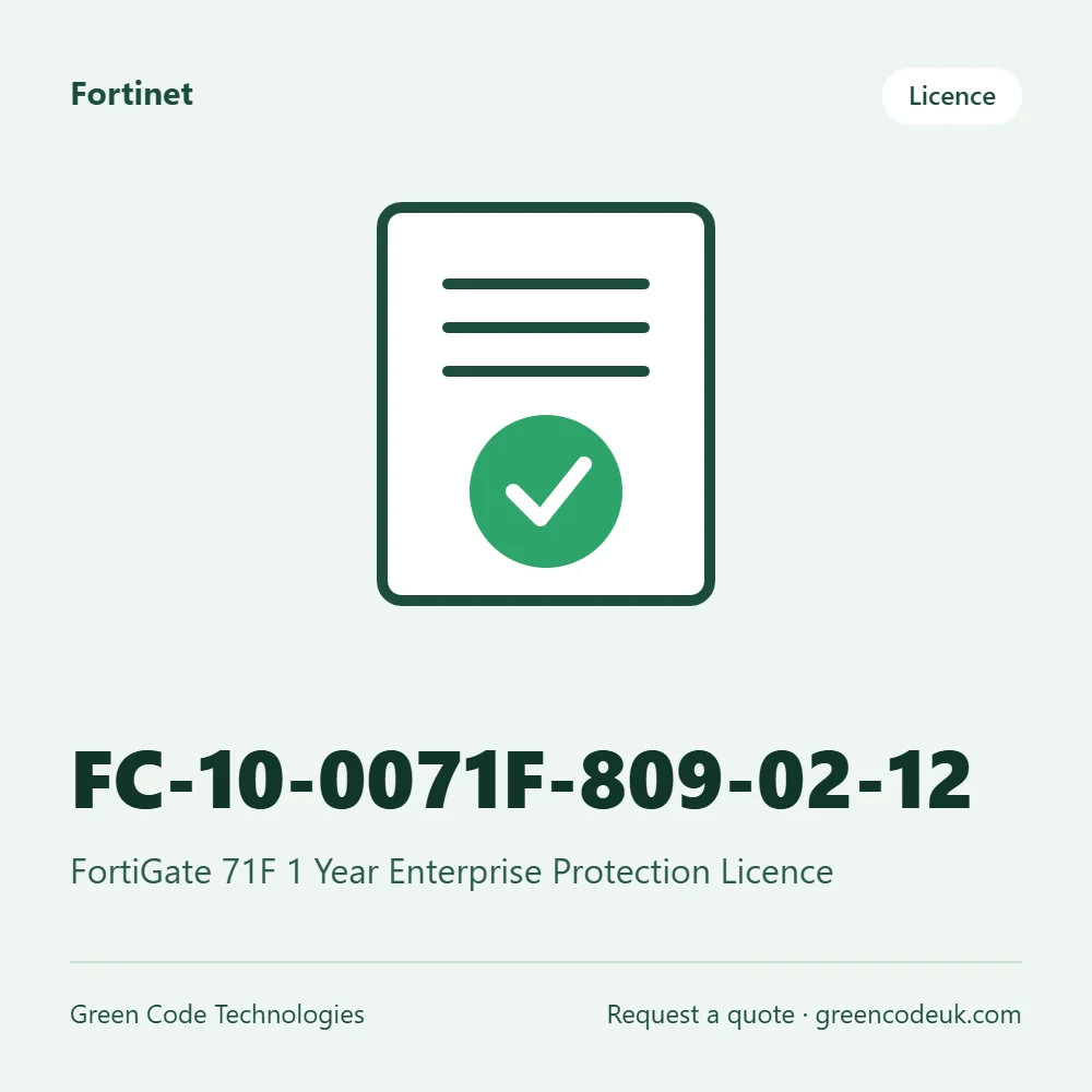 Fortinet FC-10-0071F-809-02-12 – FortiGate 71F 1 Year Enterprise Protection Licence