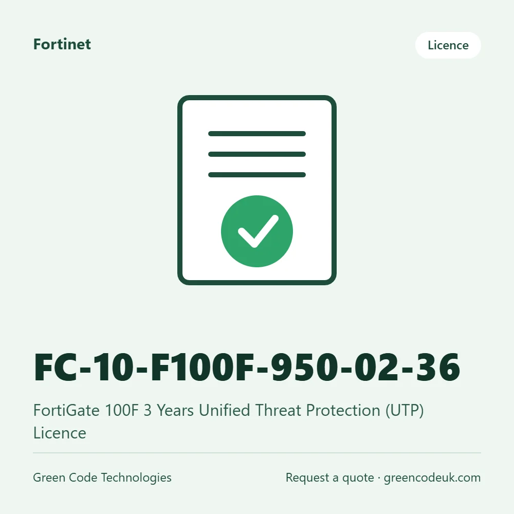 Fortinet FC-10-F100F-950-02-36 – FortiGate 100F 3 Years Unified Threat Protection (UTP) Licence