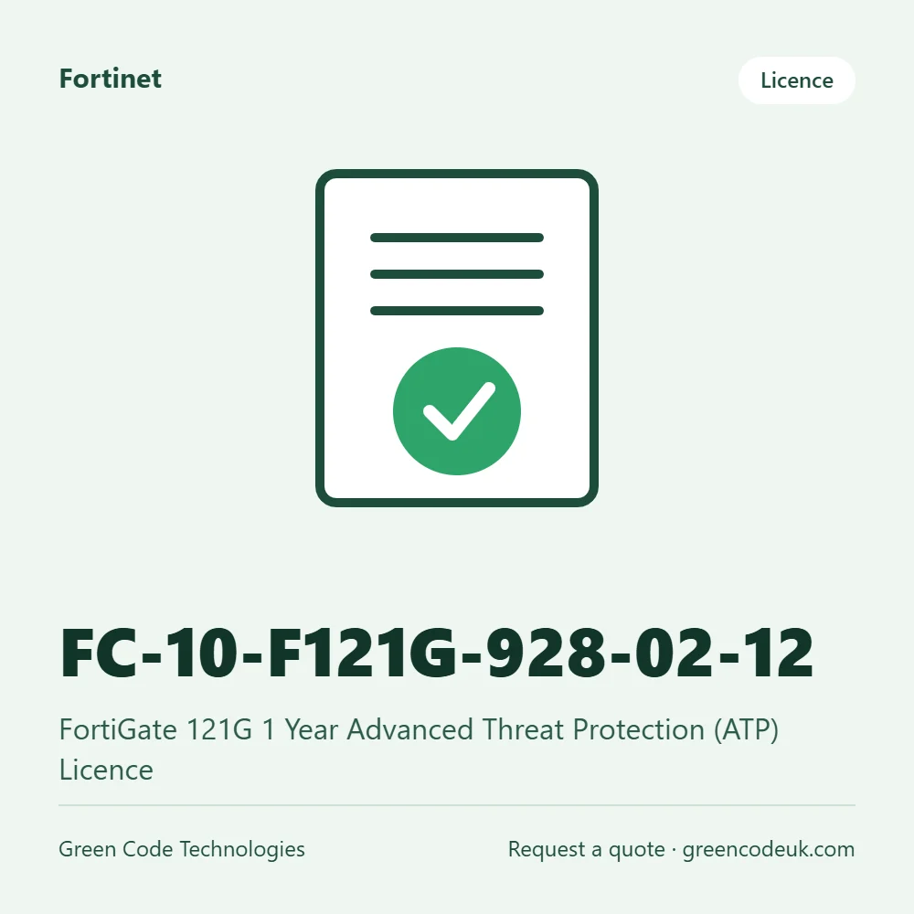 Fortinet FC-10-F121G-928-02-12 – FortiGate 121G 1 Year Advanced Threat Protection (ATP) Licence