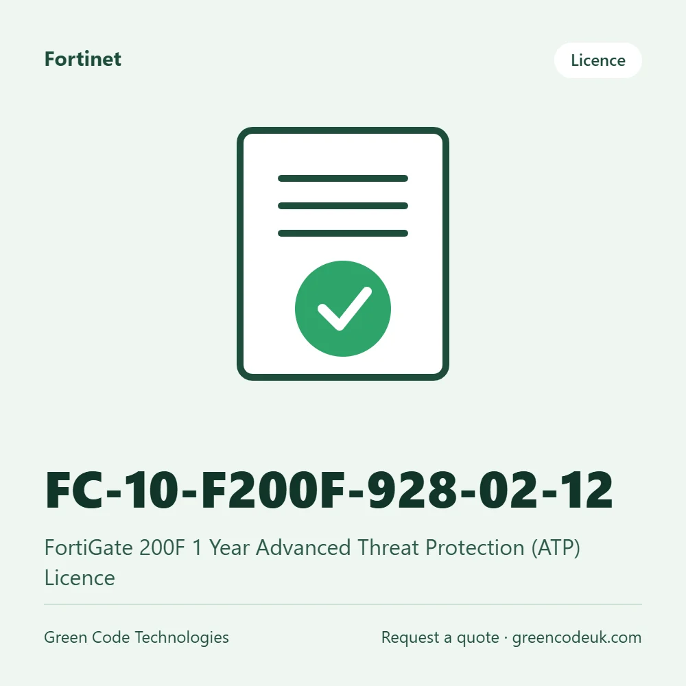 Fortinet FC-10-F200F-928-02-12 – FortiGate 200F 1 Year Advanced Threat Protection (ATP) Licence